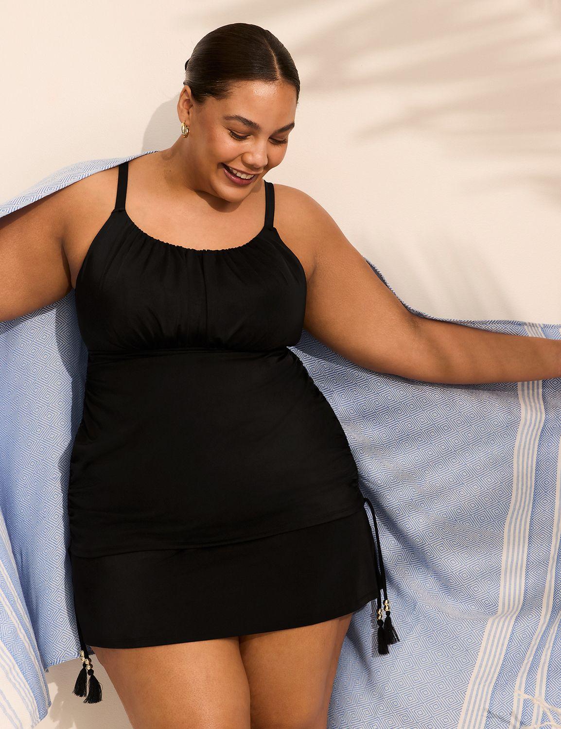 no-wire ruched swim tankini top