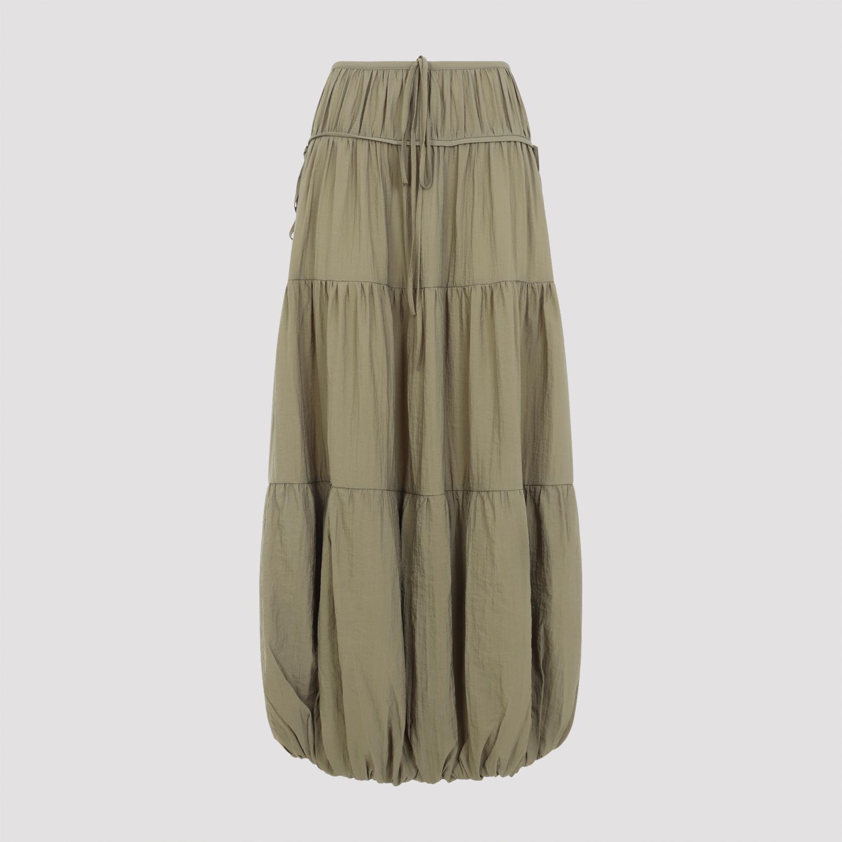 no_brand_found soft gathered bubble midi skirt green recycled polyamide - women