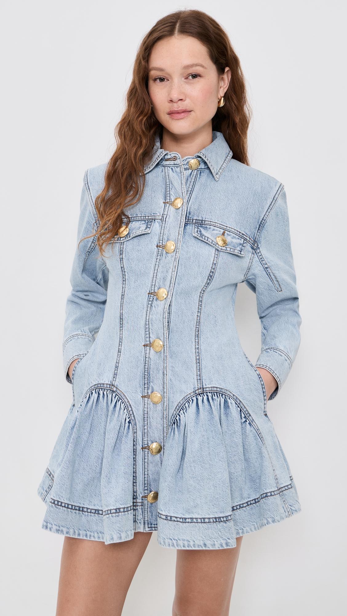noa washed denim mini dress