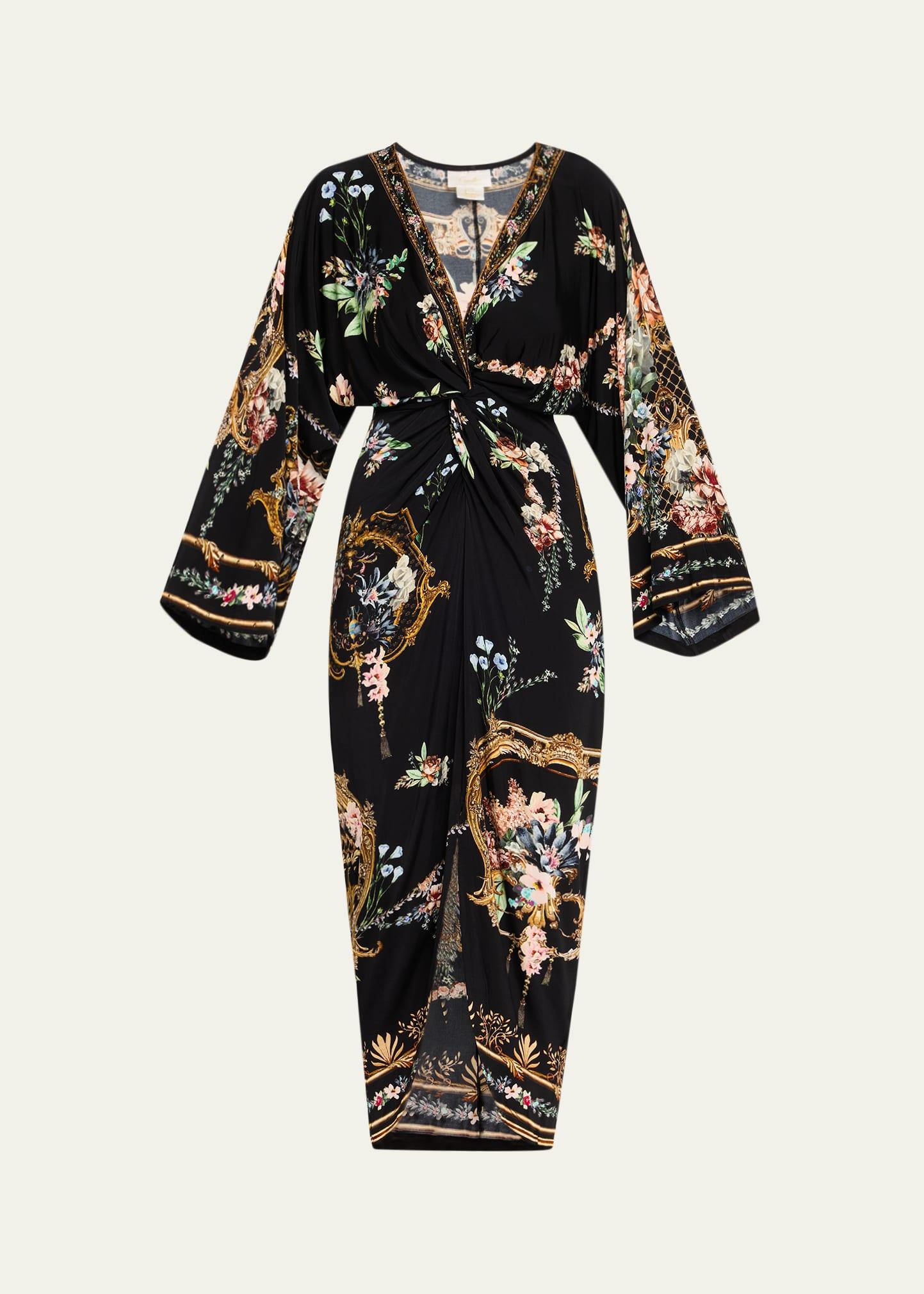 noble endeavours long split-front twist dress