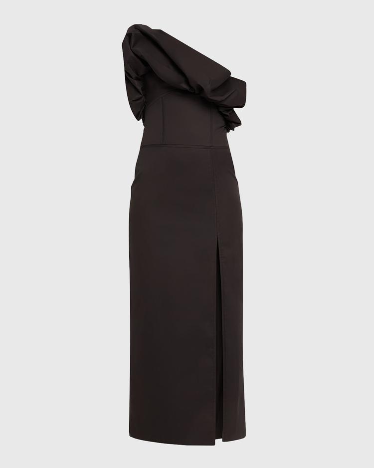 noche habanera one-shoulder puffed dress