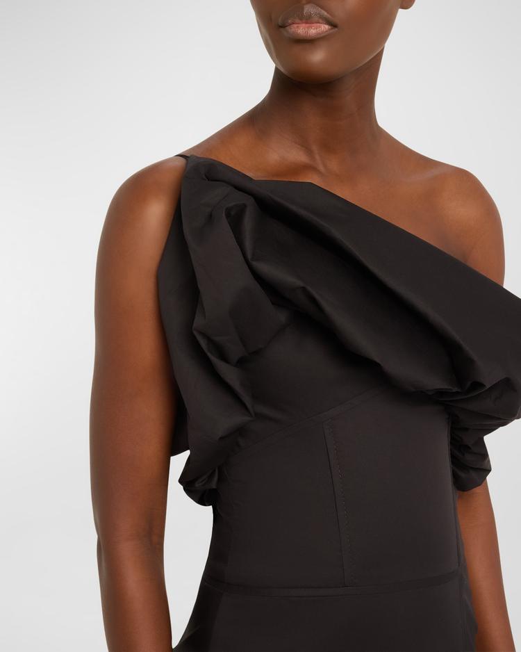 noche habanera one-shoulder puffed dress