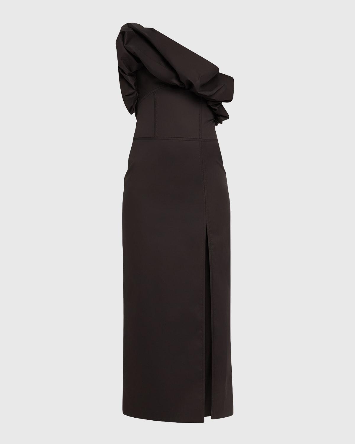noche habanera one-shoulder puffed dress