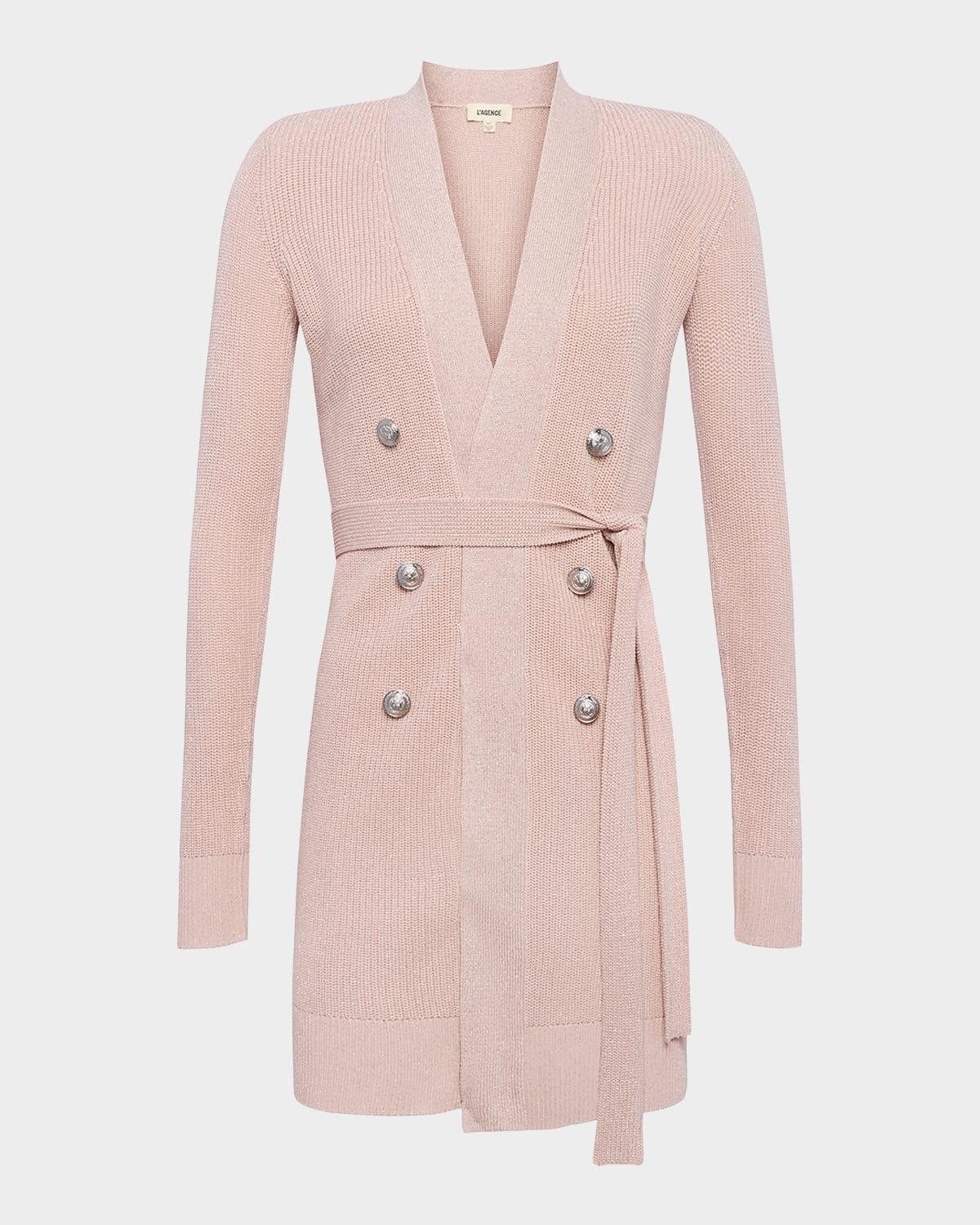 noe double-breasted metallic-knit cardigan