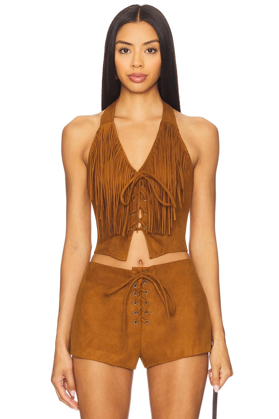 noella faux suede top