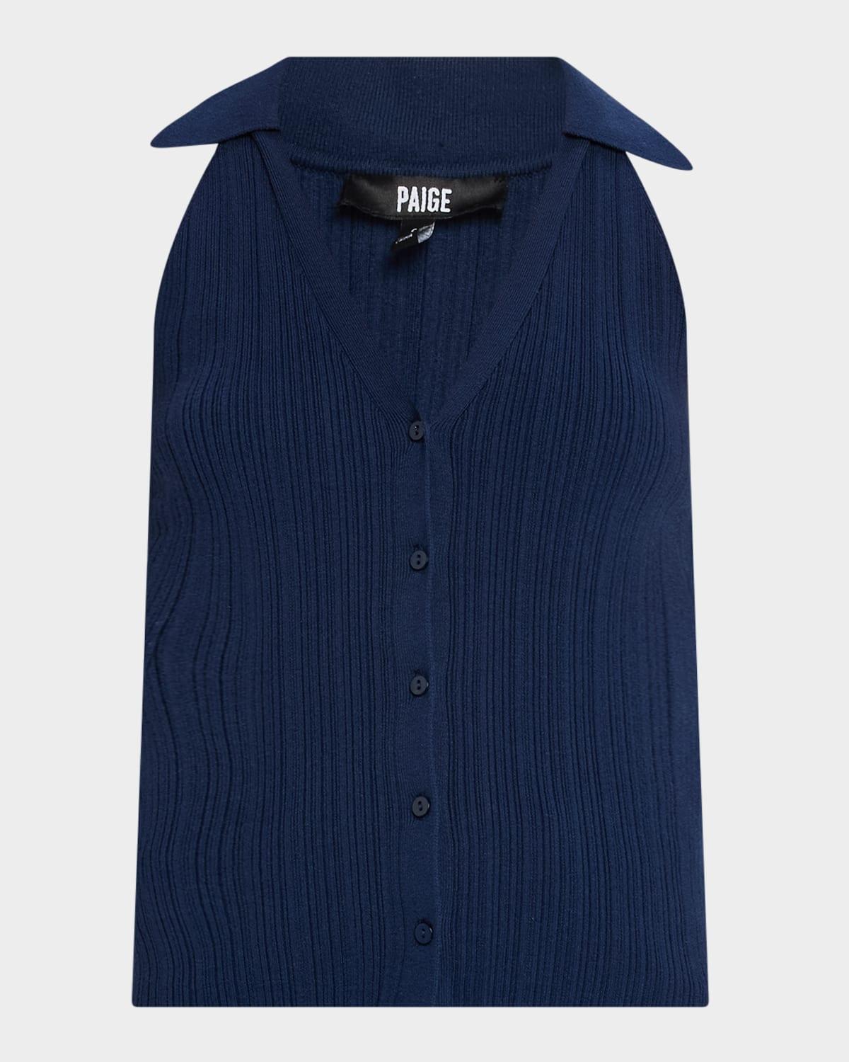 noellia pleated knit polo tank top
