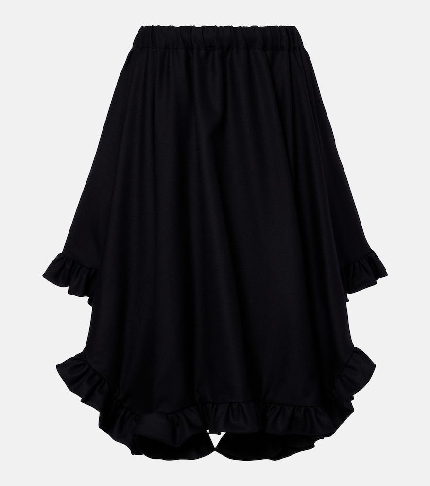 noir kei ninomiya ruffled tiered wool midi skirt