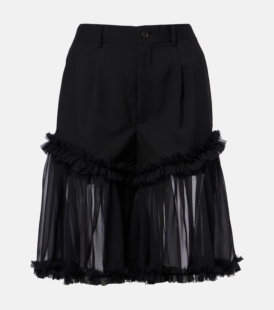 noir kei ninomiya ruffled tulle and wool shorts