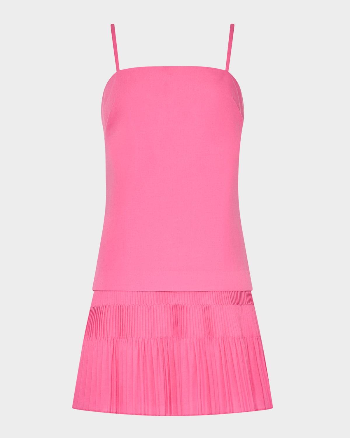 nola pleated flounce cotton poplin mini dress