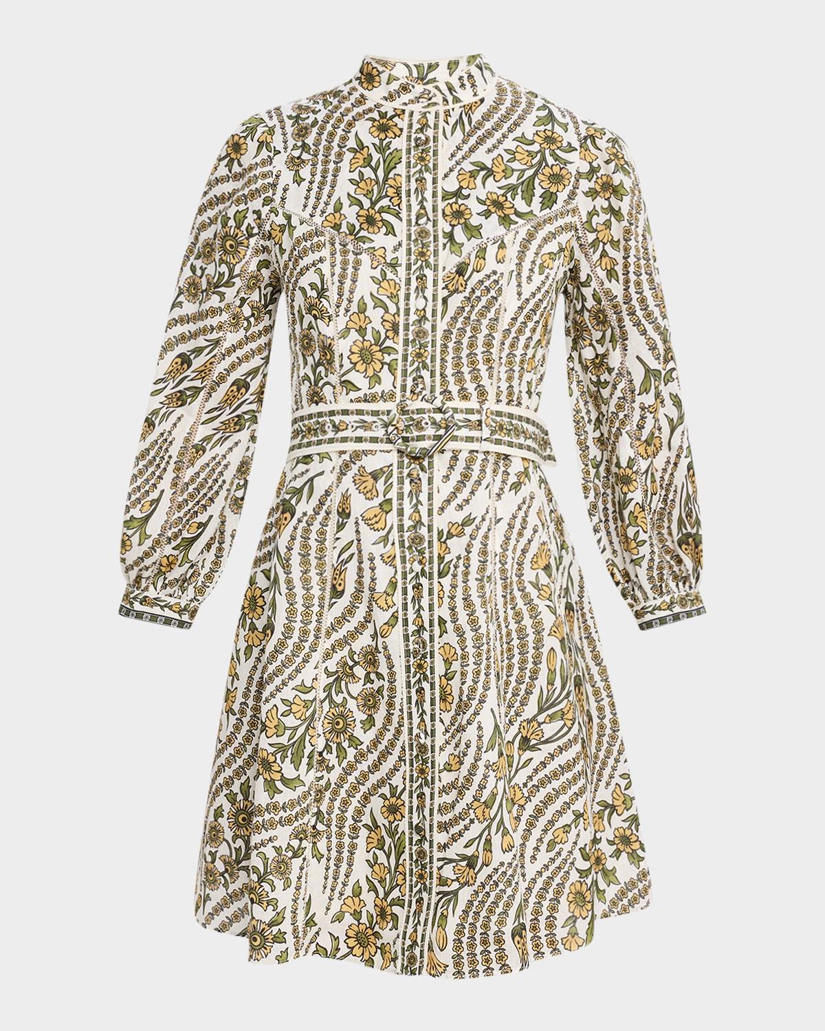 nolan floral long-sleeve mini dress
