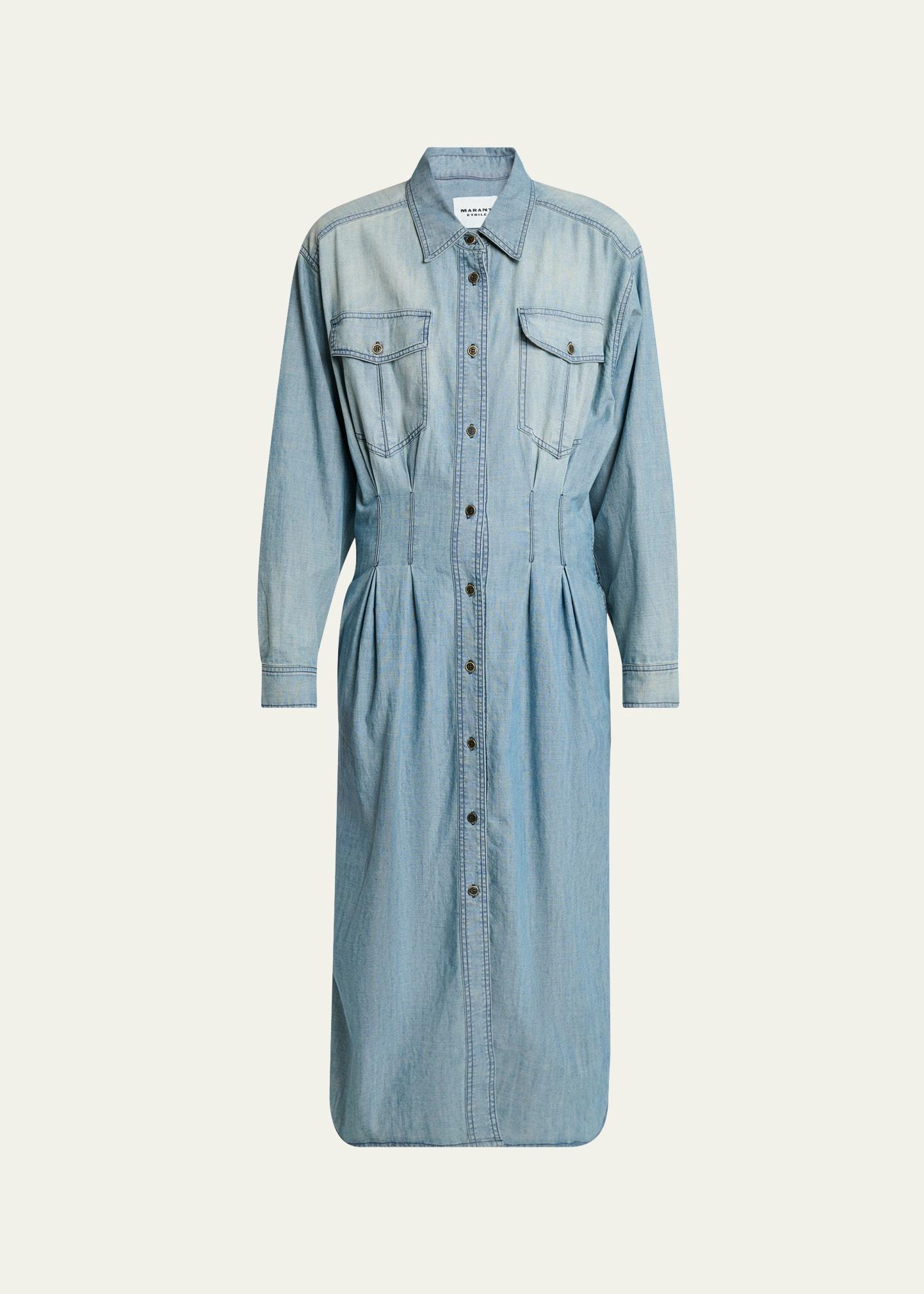 nolwen long-sleeve denim shirtdress