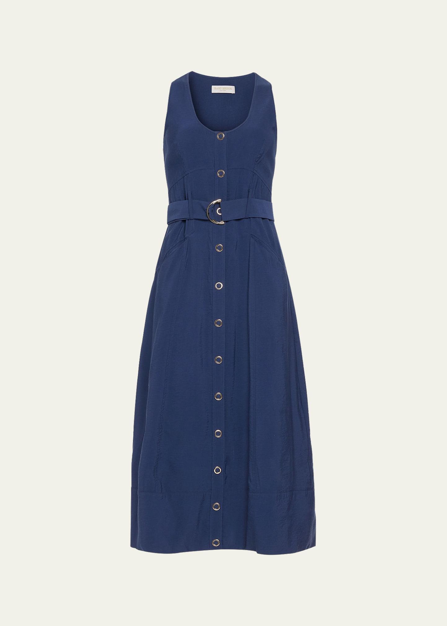 nomi belted midi dress