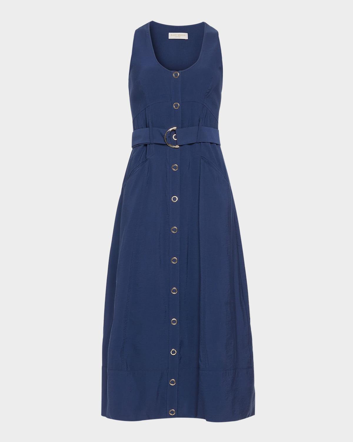nomi belted midi dress