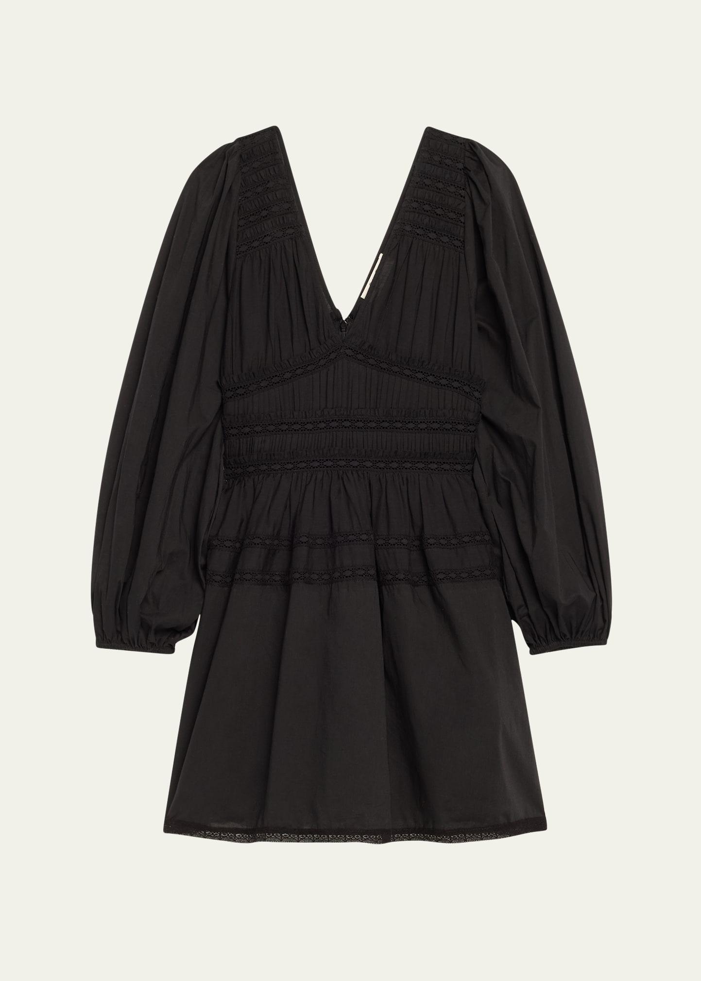 nomi shirred lace-inset mini dress