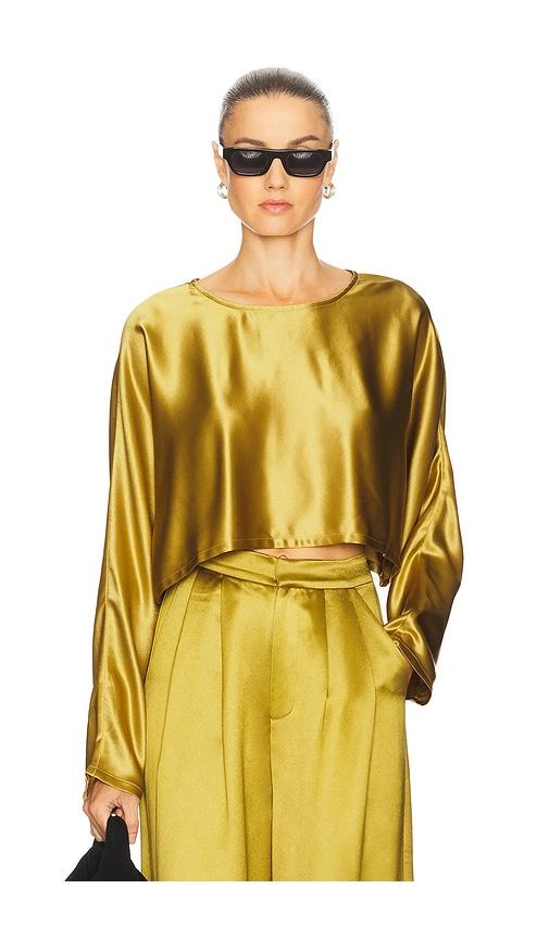 nonchalant label emmy clean hem crop top in yellow.