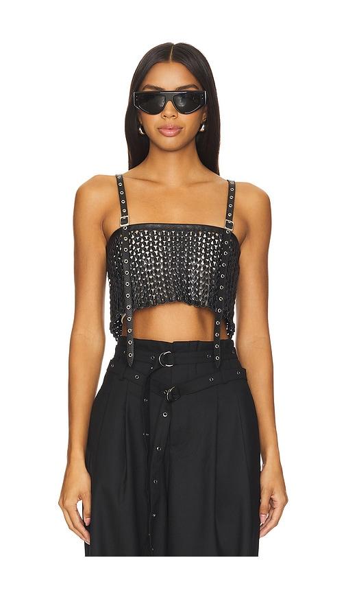 nonchalant label karter crop top in black.
