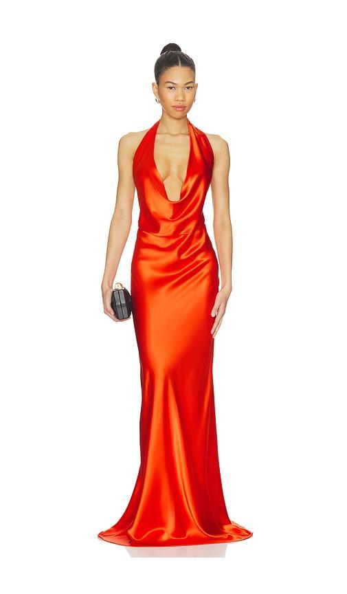 nonchalant label theodora dress in orange.
