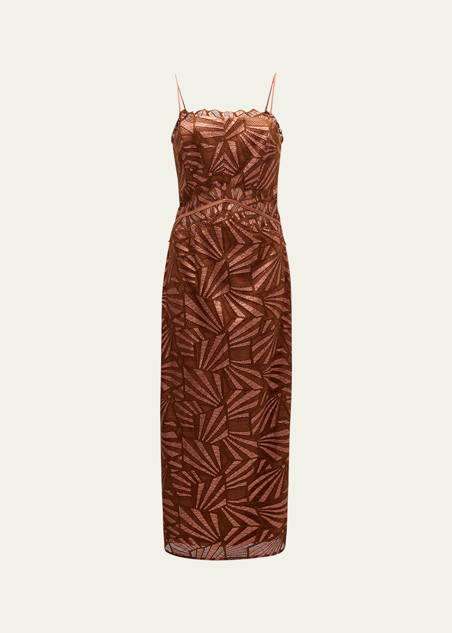 nonie geometric lace midi dress