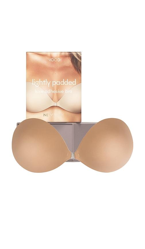 nood lightly padded luxe adhesive bra in tan.
