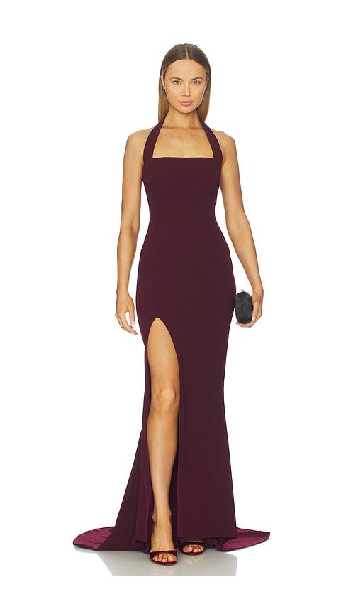 nookie boulevard gown in wine.