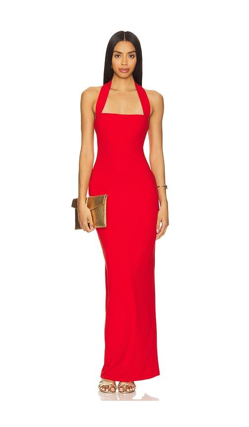 nookie boulevard maxi dress in red.