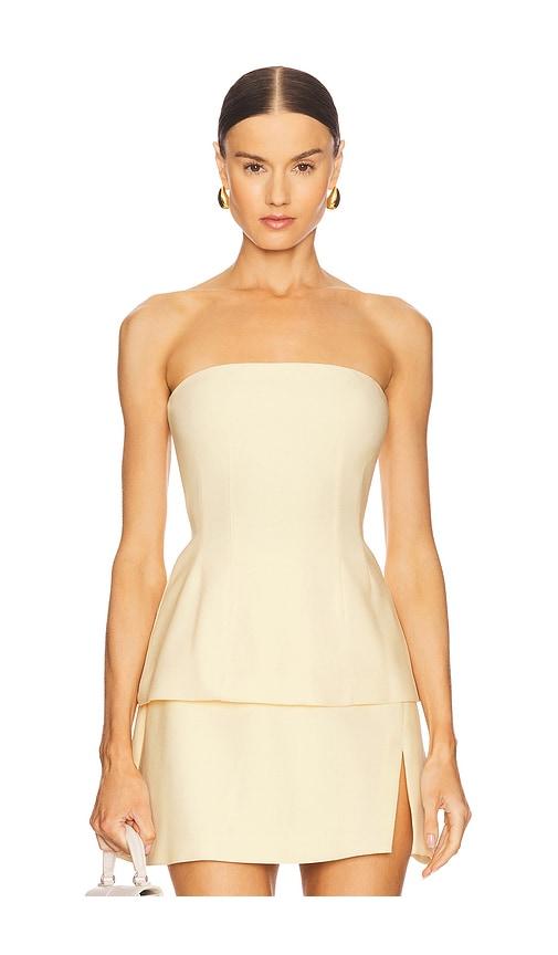 nookie caroline strapless top in lemon.