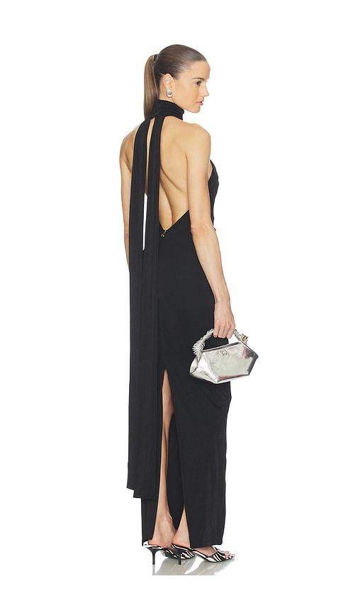 nookie crush halter gown in black.