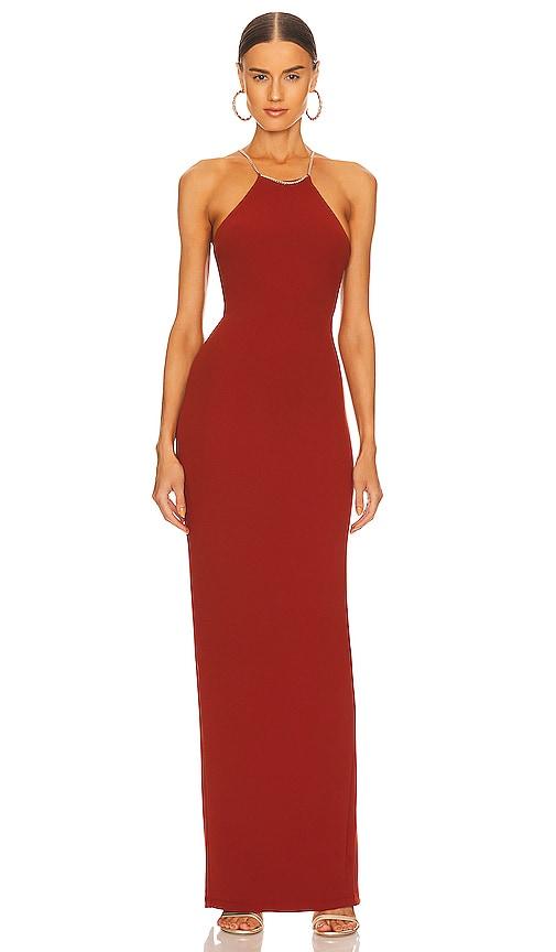 nookie lexi chain gown in rust.