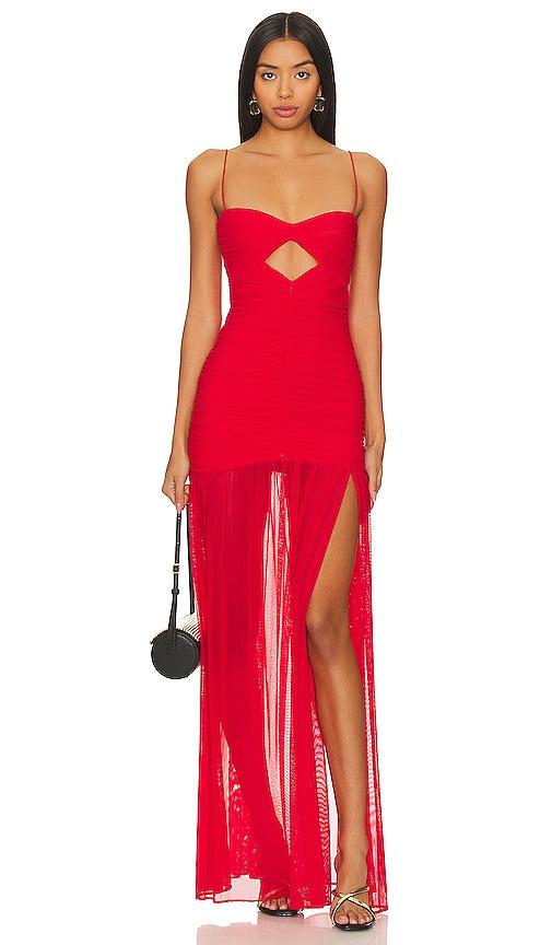 nookie monroe gown in red.