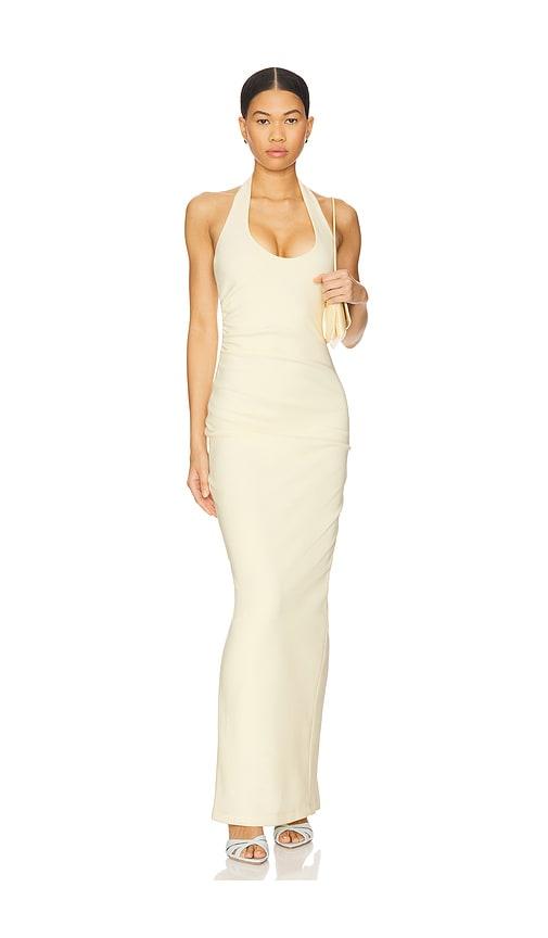 nookie natalia halter maxi dress in lemon.