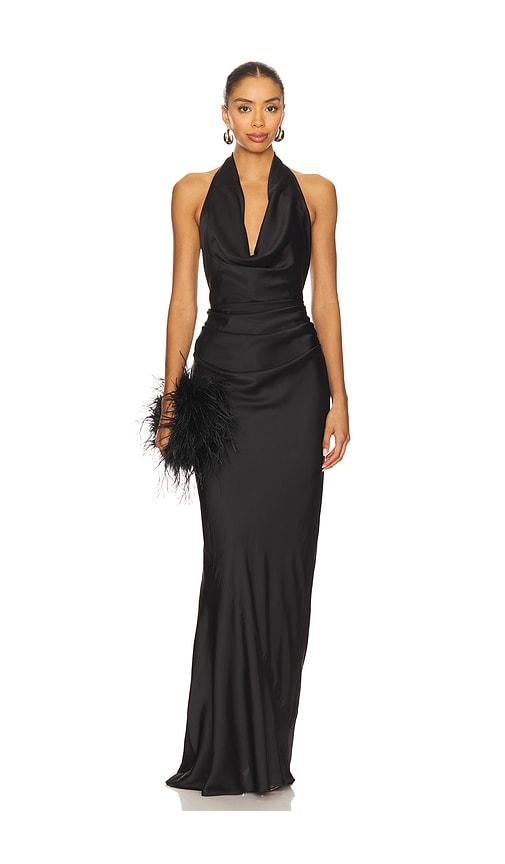 nookie penelope drape gown in black.