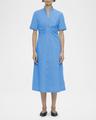noor ruched stretch cotton midi shirtdress
