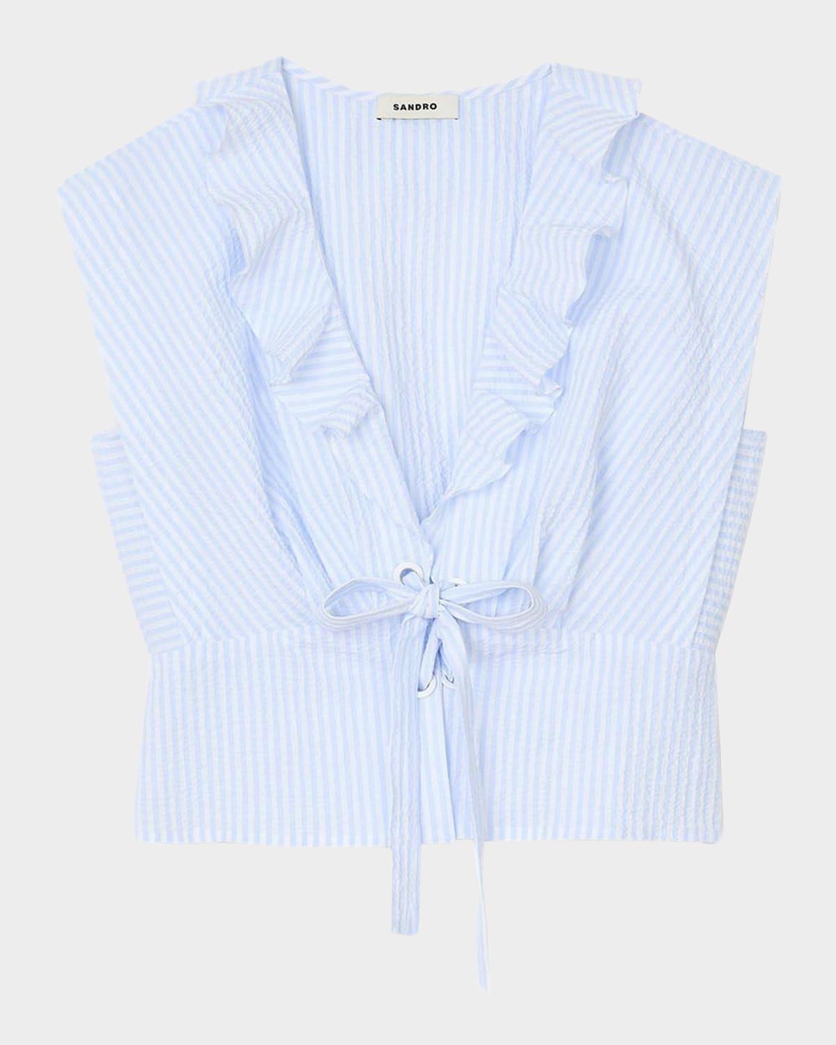 noor striped seersucker top
