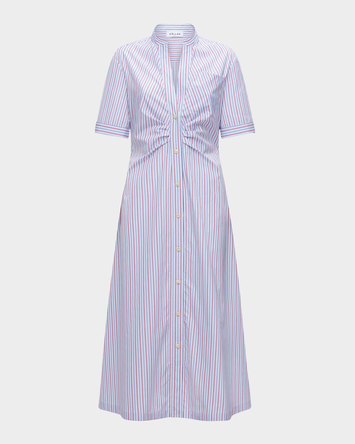 noor striped short-sleeve shirtdress