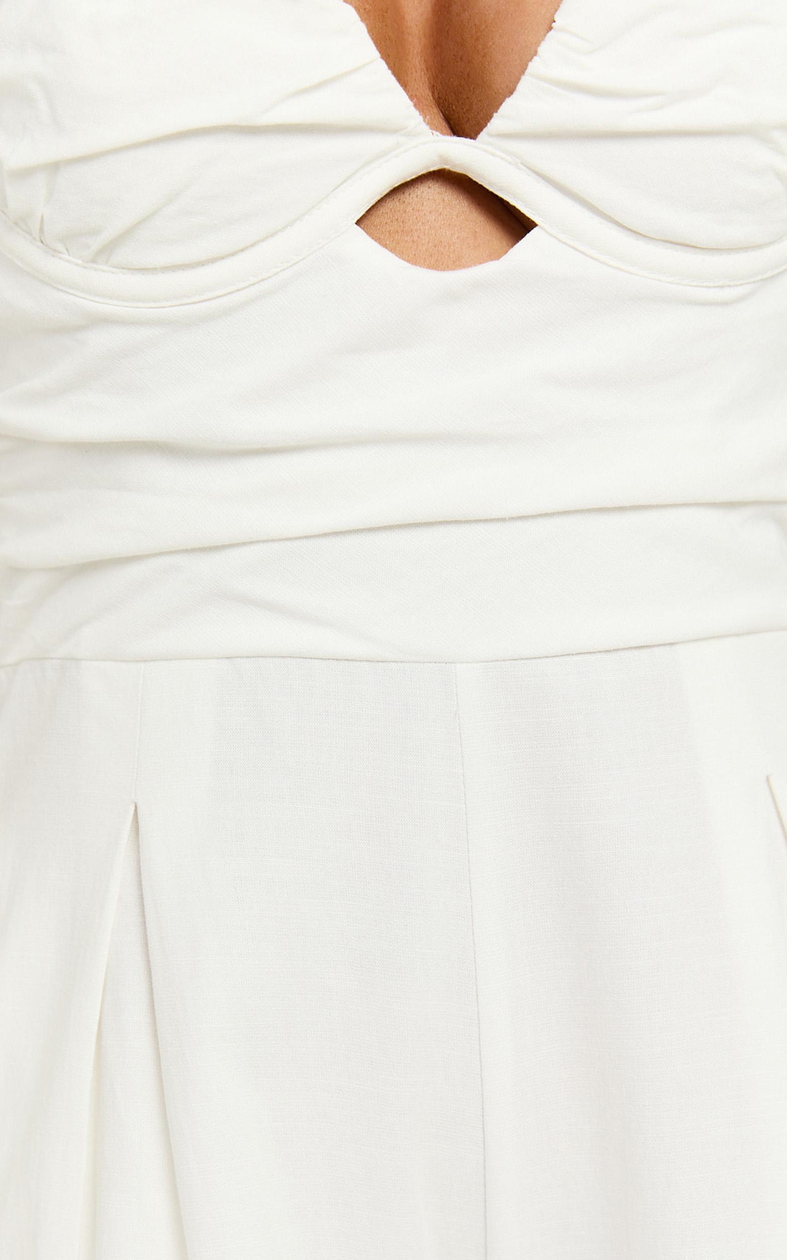 norah jumpsuit - linen halter neck wide leg jumpsuit in white