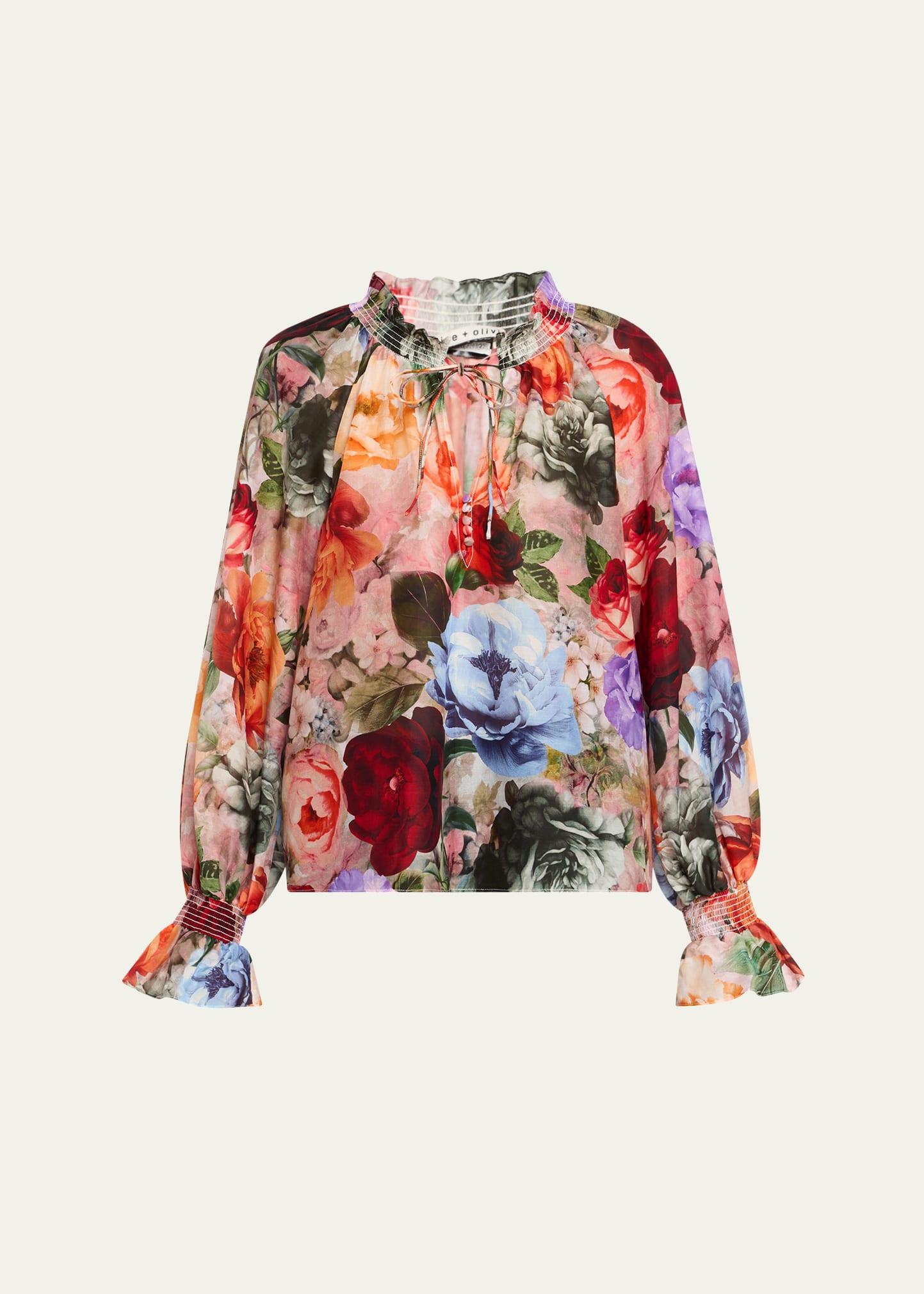 norah tie-neck peasant blouse