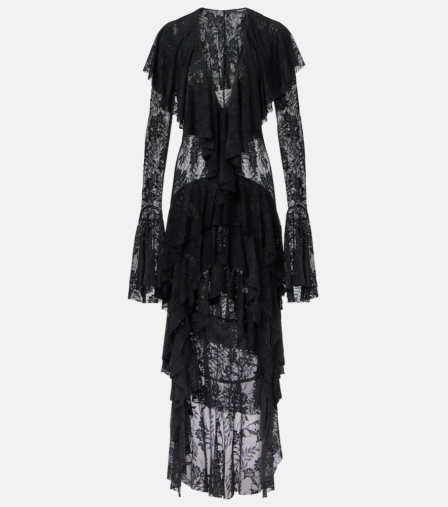 norma kamali asymmetric ruffled midi dress