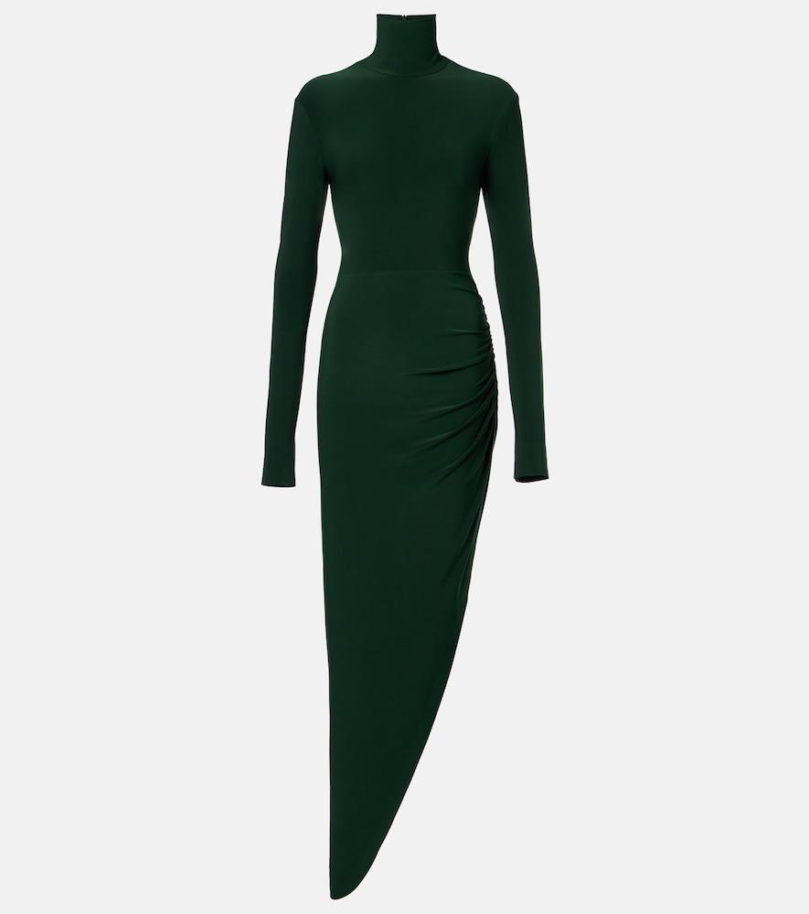 norma kamali asymmetric turtleneck maxi dress