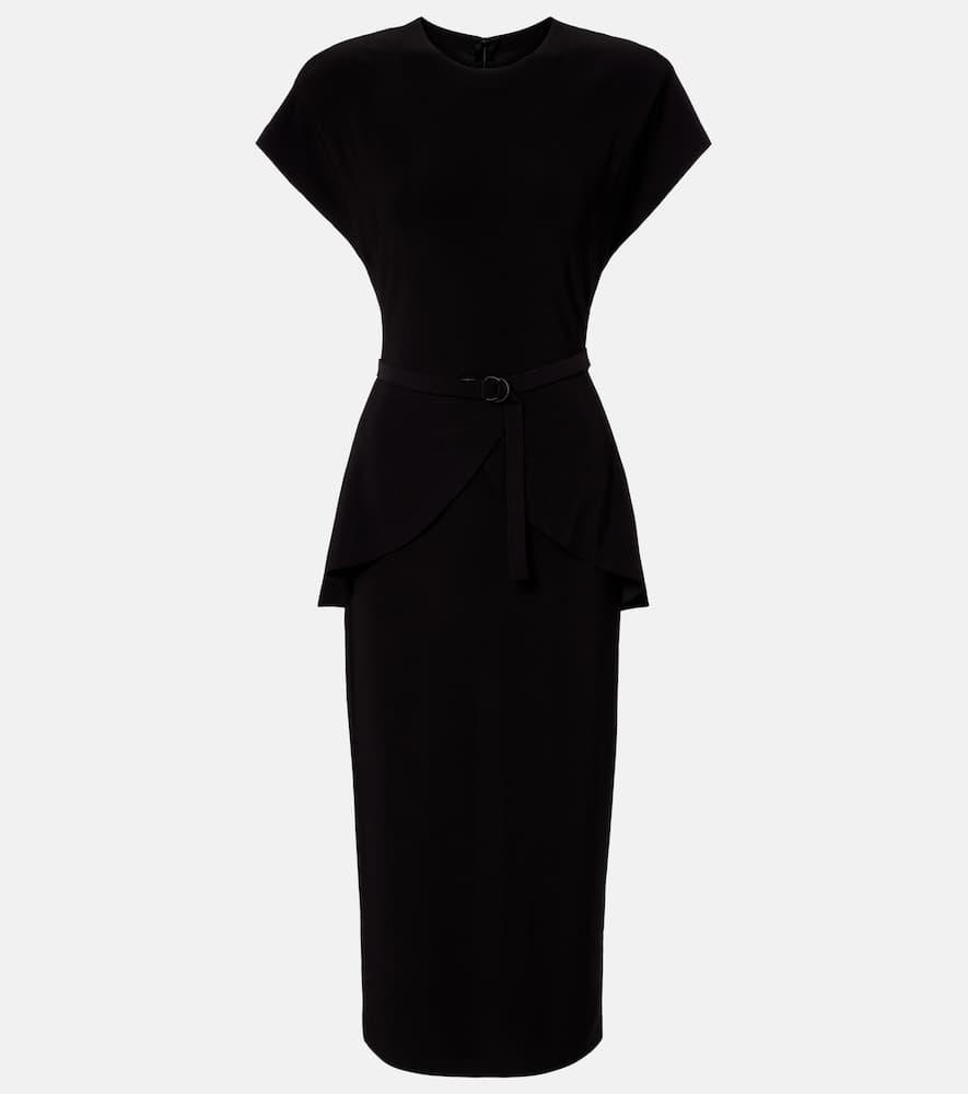 norma kamali belted peplum midi dress