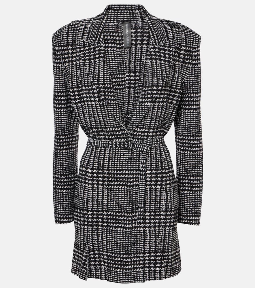 norma kamali belted plaid minidress