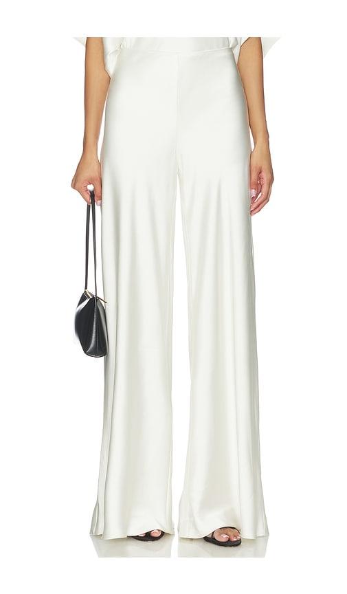 norma kamali bias elephant pant in white.