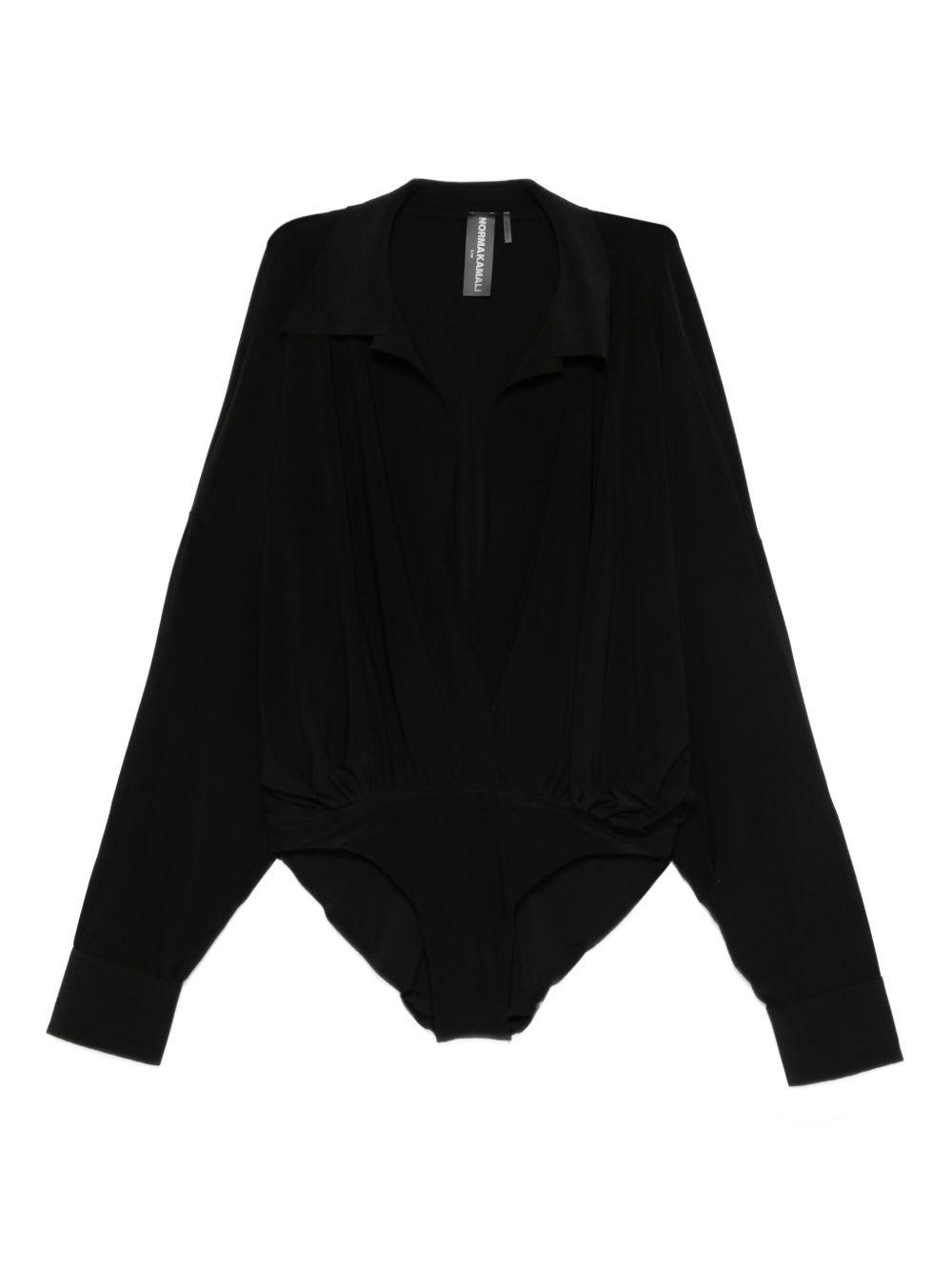norma kamali black fitted bodysuit