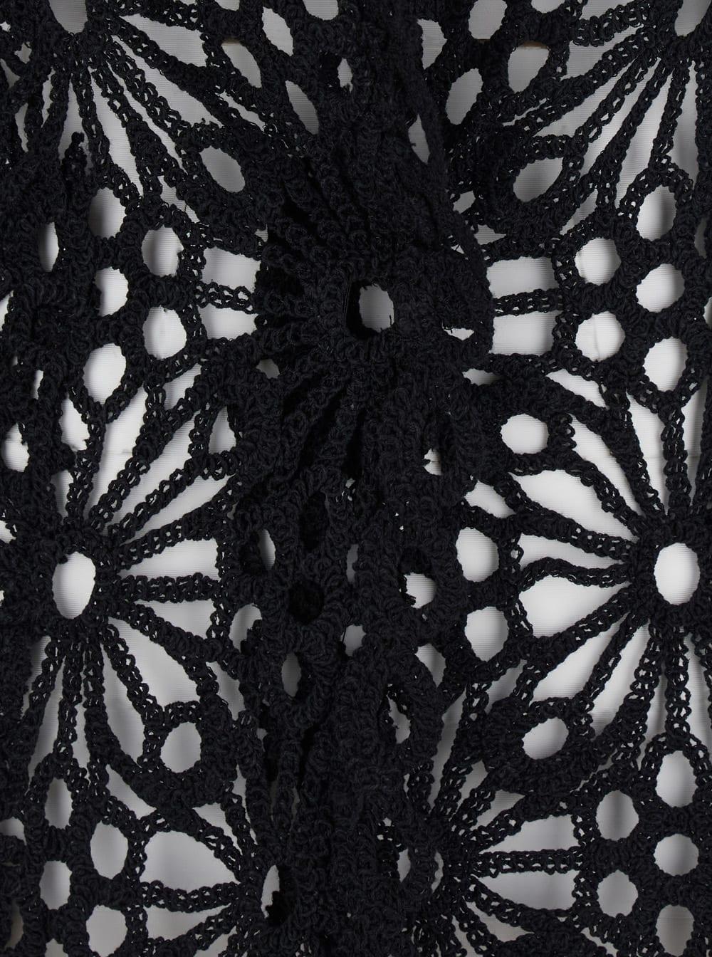 norma kamali black single-breasted jacket with floral lace embroidery and v neck in cotton blend woman