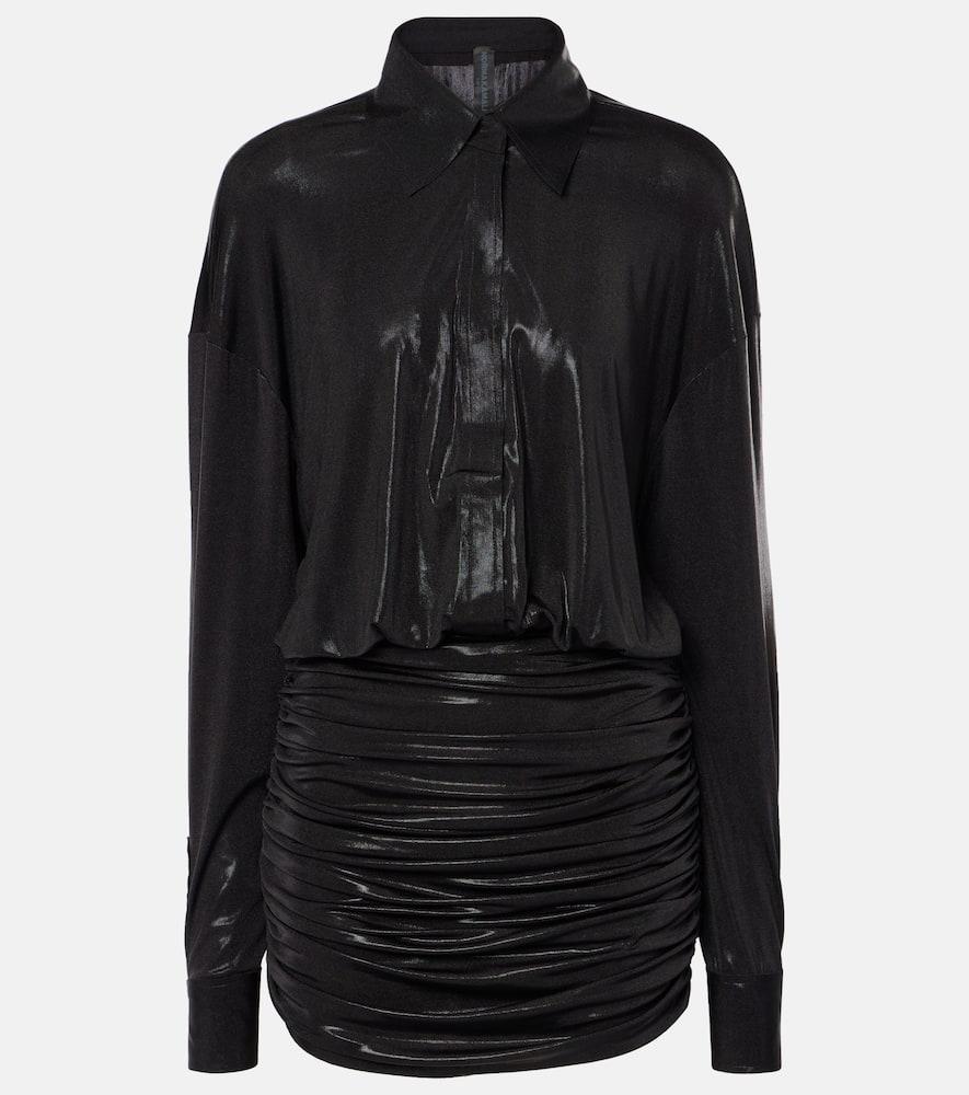 norma kamali boyfriend ruched lamé minidress