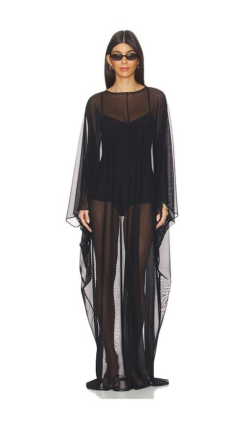 norma kamali caftan in black.