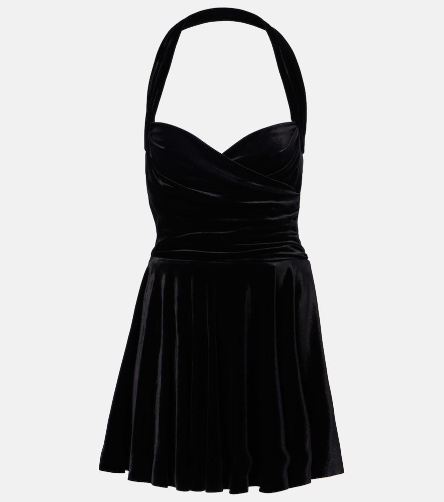 norma kamali cayla ruched velvet bustier dress