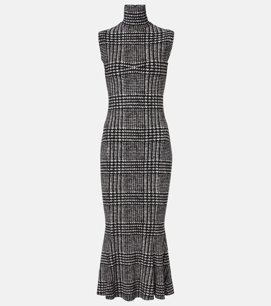 norma kamali checked midi dress