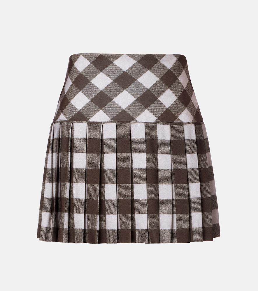 norma kamali checked pleated miniskirt