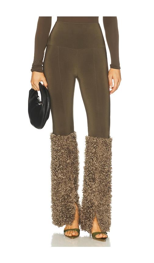 norma kamali curly spat legging in beige.