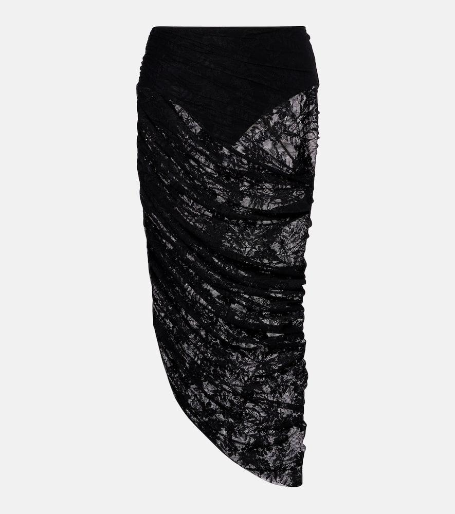 norma kamali diana asymmetric lace midi skirt